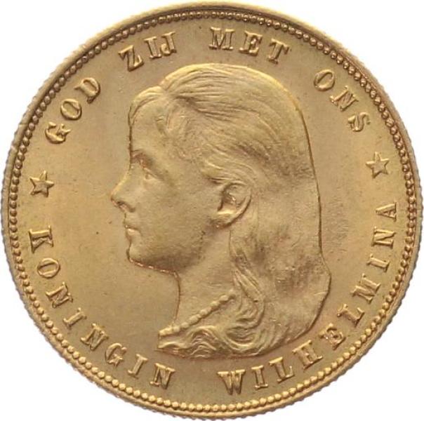 Niederlande 10 Gulden 1897 - Königin Wilhelmina "Langhaar"